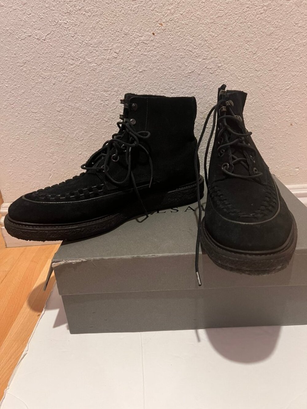 $295 ALL SAINTS MOTH CREEPER STYLE HIGH TOP CHUKKA SUEDE SHOES SZ 44 EU / 11 US